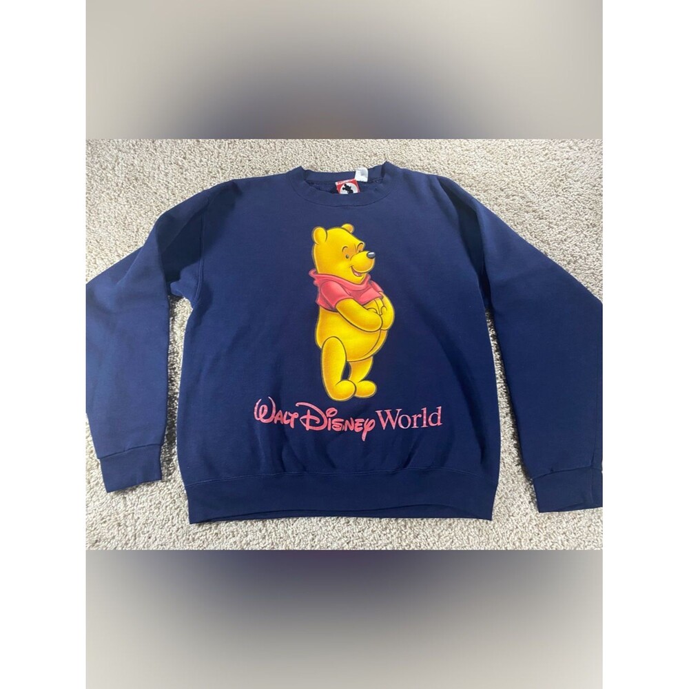 VTG 90’s Disney World Winnie the Pooh Oversized Navy Adult Large Sweatshirt